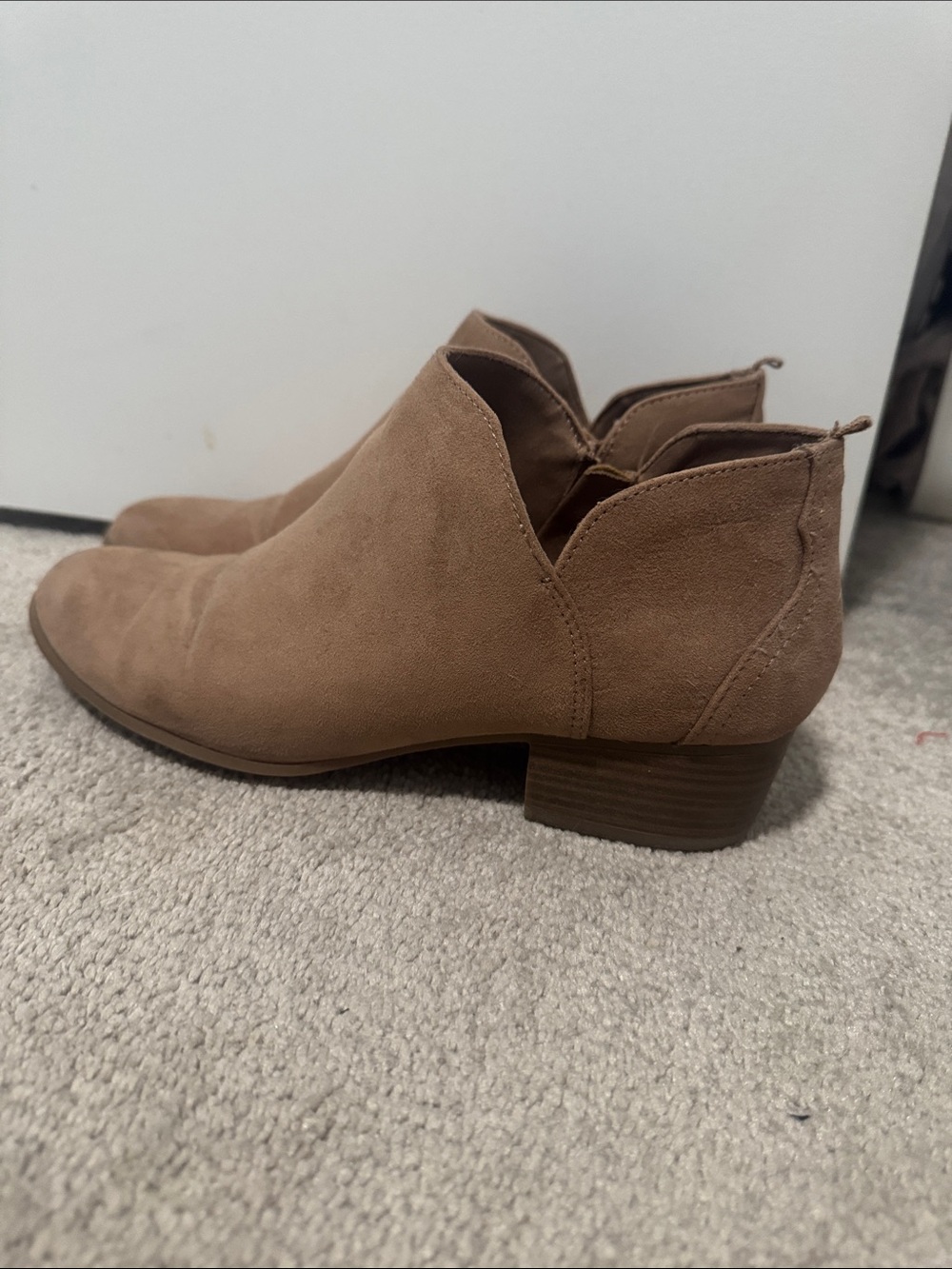 Old Navy Suede Ankle Booties in Taupe Brown